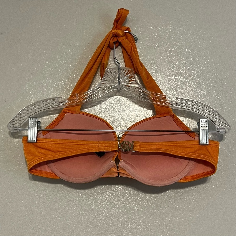 Victoria’s Secret Swim Orange Bombshell Halter Padded Bikini Bathing Suit Top - Picture 2 of 13